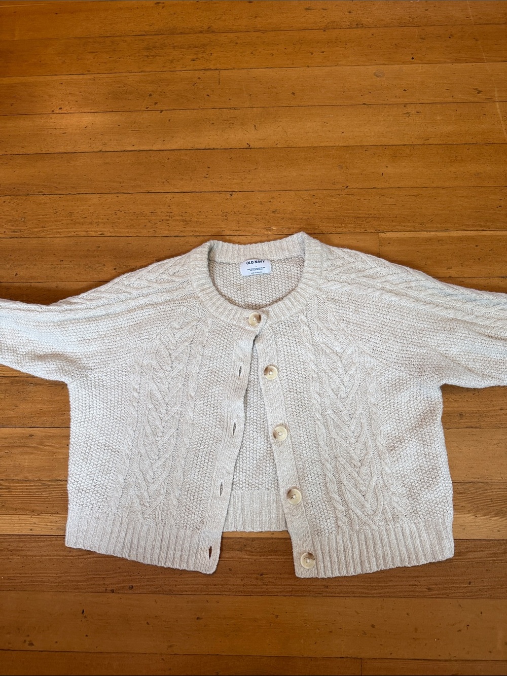 Old Navy Cream Cable Knit Button-Front Cardigan